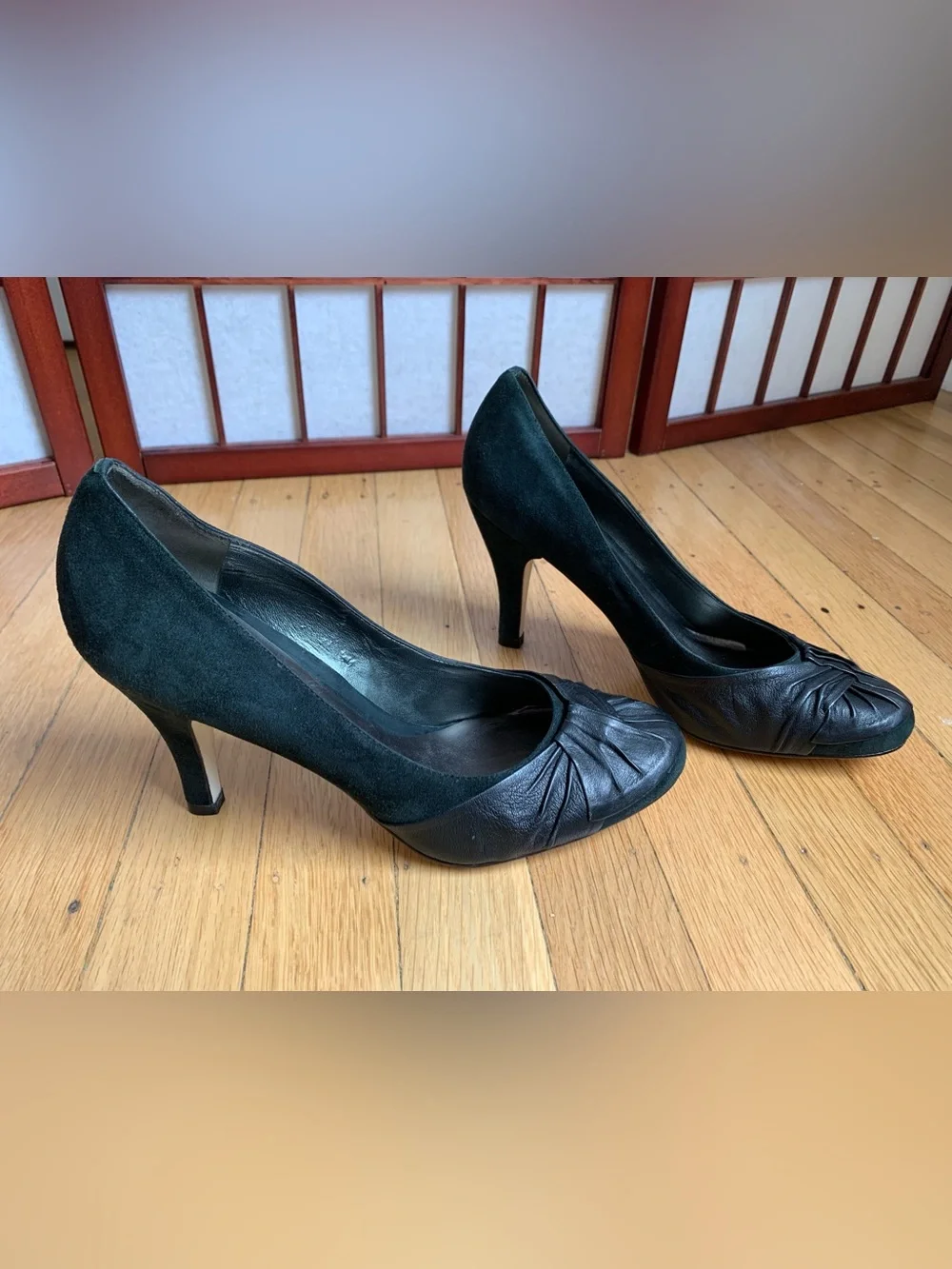 NWOB ARTURO CHIANG Dark Navy/Teal Baby Doll Toe Heels/Pumps Size 8.5M/Fits 8M
